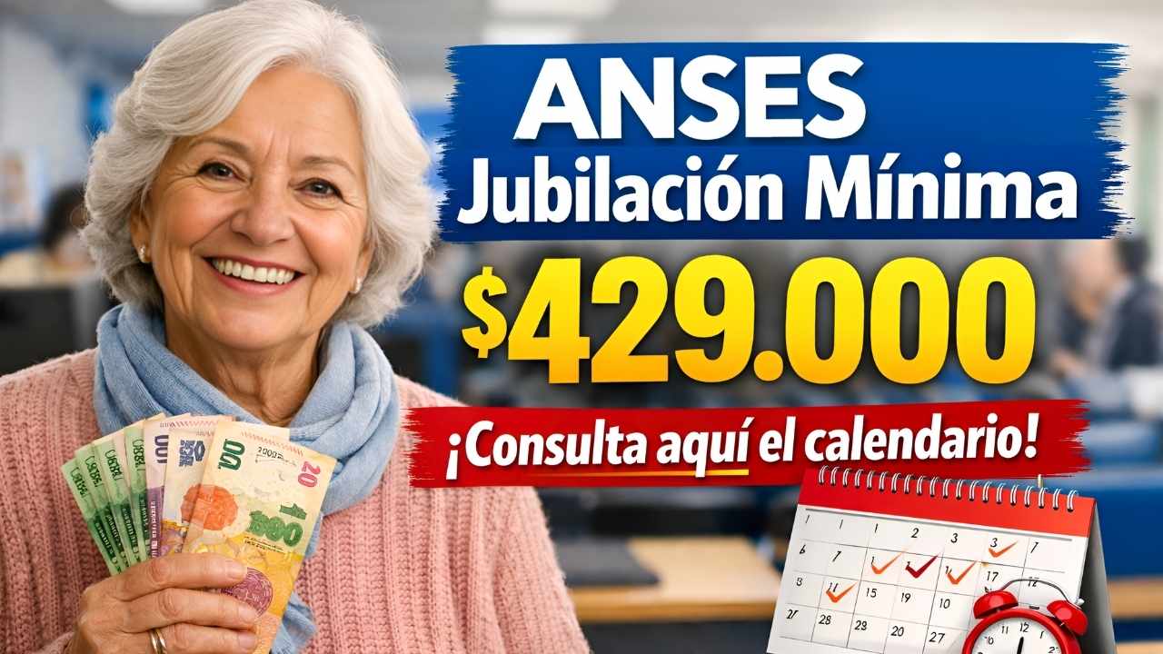 ANSES jubilación mínima $429.000: consulta aquí el calendario de pagos febrero–marzo 2026 por DNI