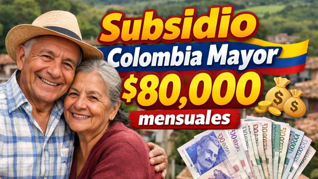 Subsidio Colombia Mayor: $80,000 mensuales, adultos mayores beneficiados y fechas de pago febrero–marzo 2026