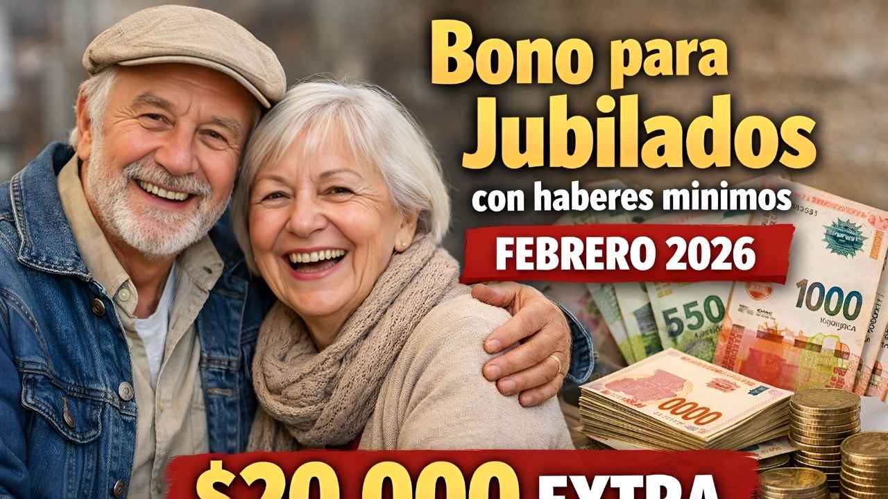 Bono para jubilados con haberes mínimos febrero 2026: $20.000 extra, requisitos y fechas de cobro por banco